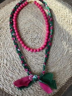 Bandana groen en donkerroze