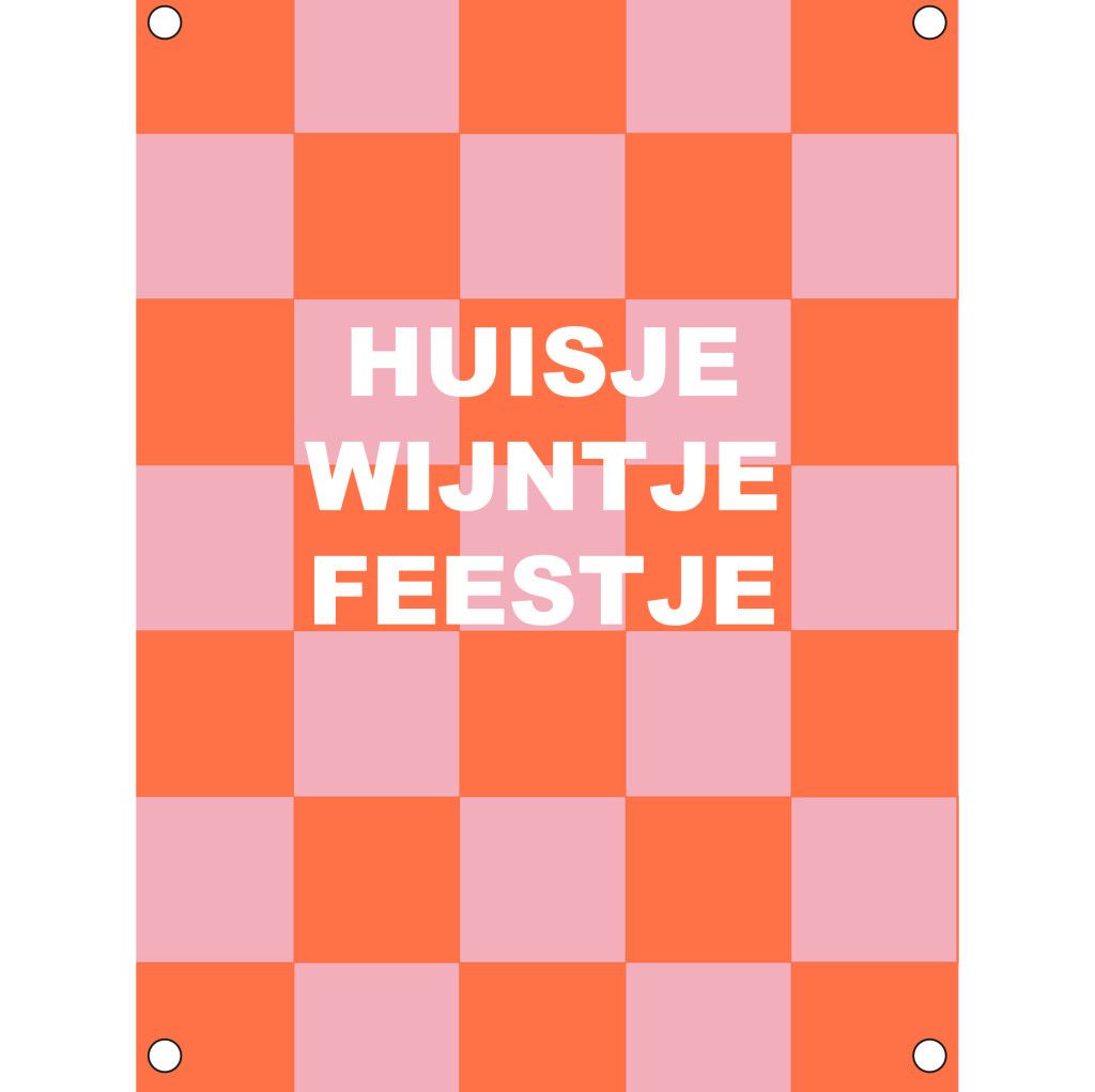 Tuinposter huisje wijntje feestje  60x80
