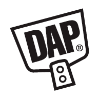 Black and white DAP logo on a tilted sign with a small handle underneath