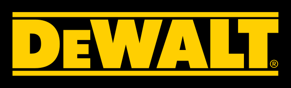 DeWalt logo in yellow letters on a black background