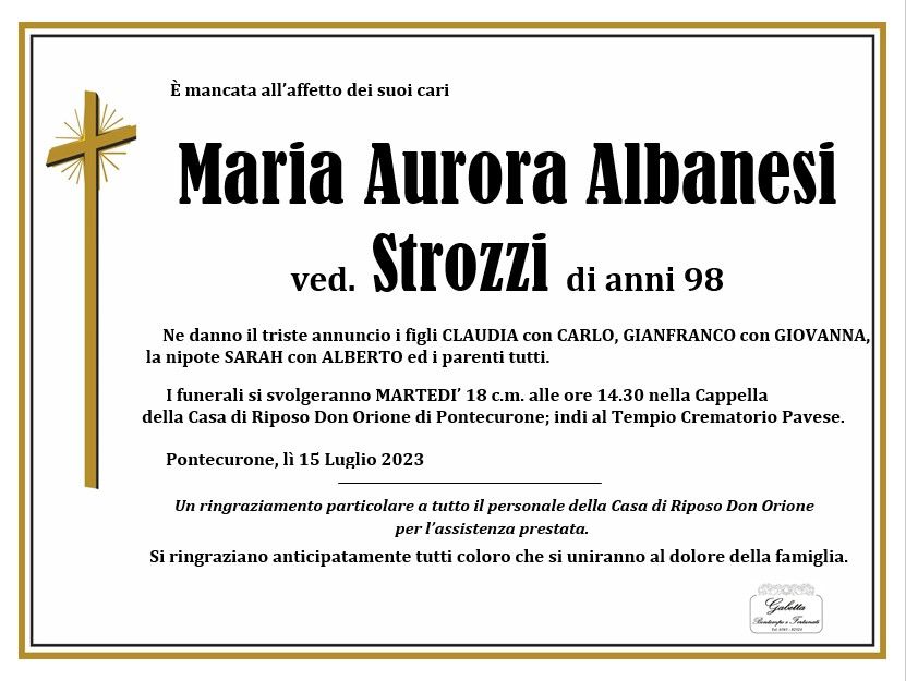 necrologio ALBANESI MARIA AURORA