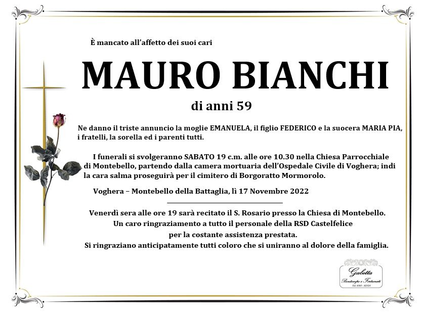 necrologio BIANCHI MAURO