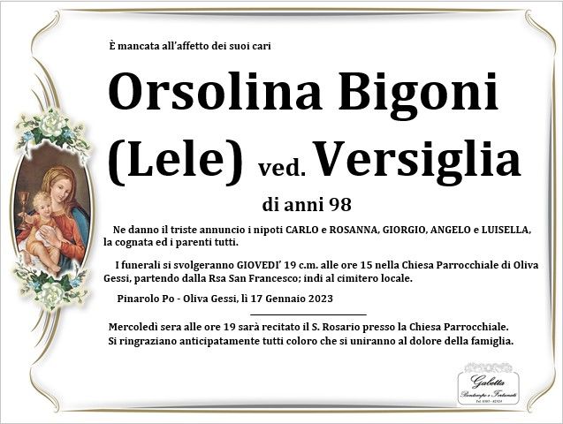 necrologio BIGONI ORSOLINA