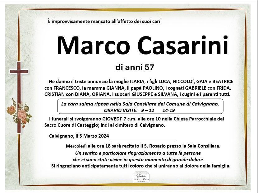 necrologio CASARINI MARCO