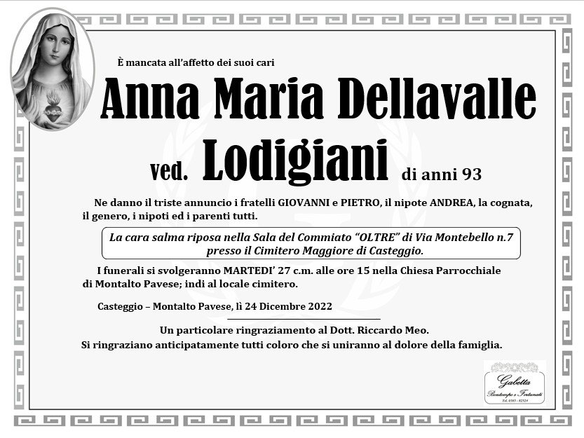 necrologio DELLAVALLE ANNA MARIA