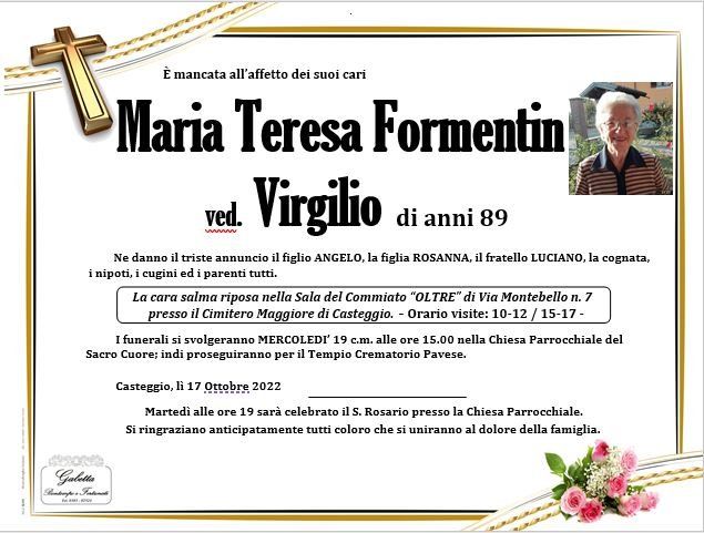 necrologio FORMENTIN MARIA TERESA