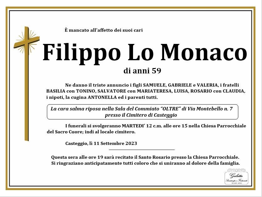 necrologio LO MONACO FILIPPO