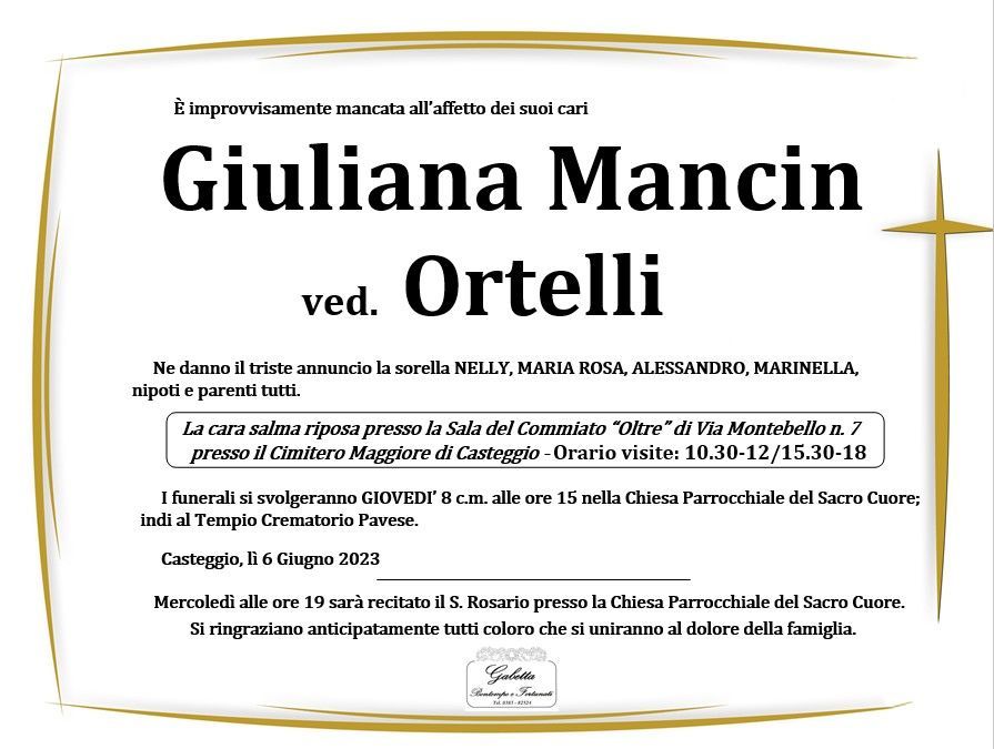 necrologio MANCIN GIULIANA