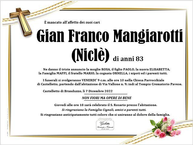 necrologio MANGIAROTTI  GIAN FRANCO