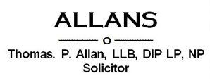 Allans Solicitors Company logo with Degree certifications
