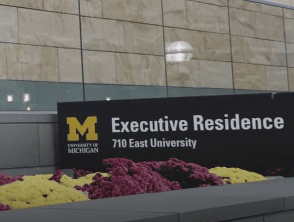 A sign for the executive residence of the university of michigan