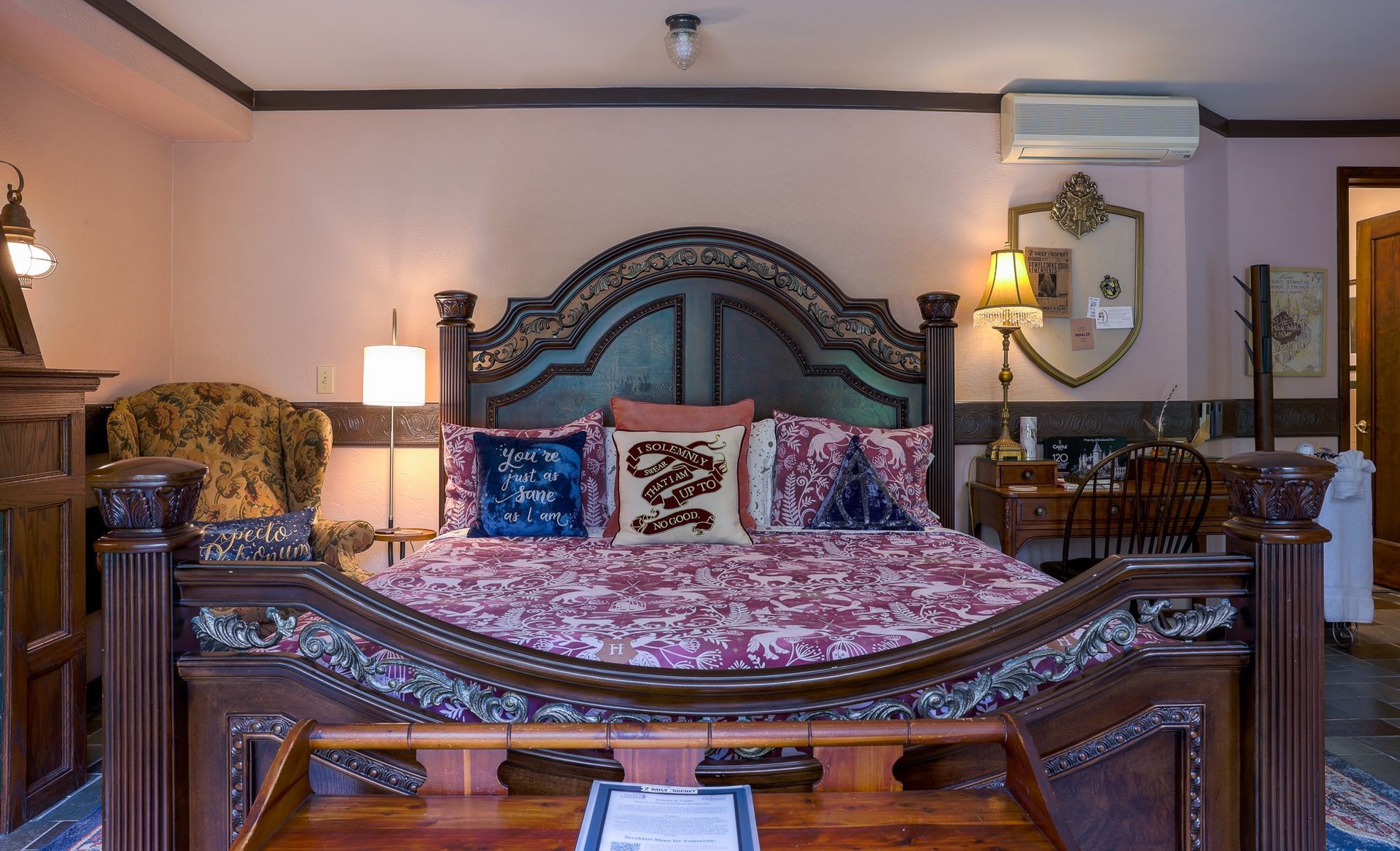 There is a large bed in the middle of the room.