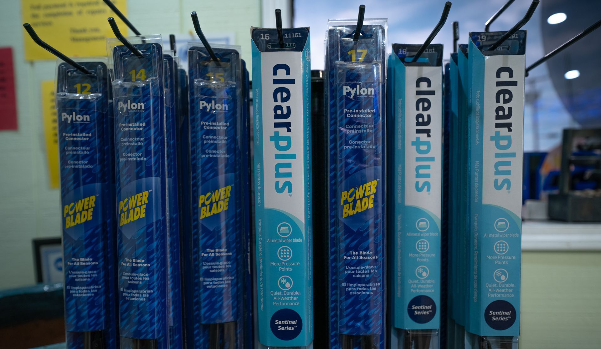 Display of clearplus windshield wiper blades in packaging. | Cain's Auto Shop