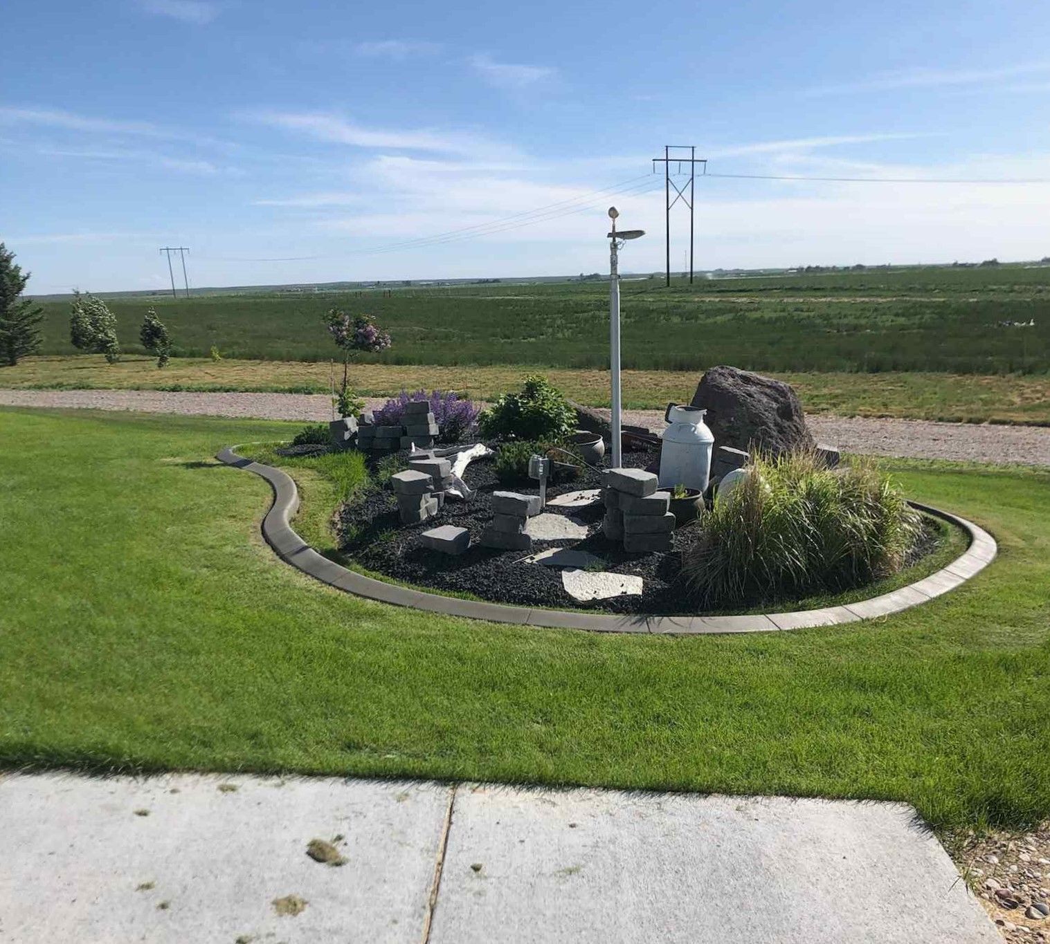 Cement curbing around island in landscaping