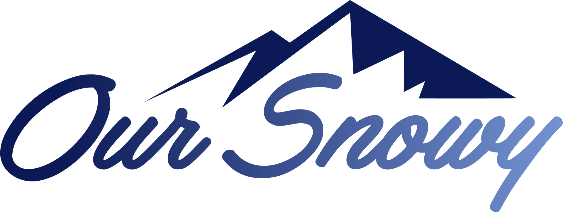 Our Snowy logo with mountains in the over the top of the logo