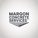 Logo for Margon Concrete Services LLC: text above a gray, 3D concrete slab with a shadow.