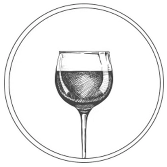 A Black and White Drawing of a Glass of Wine in a Circle — Darwin Catering Company in Brinkin, NT