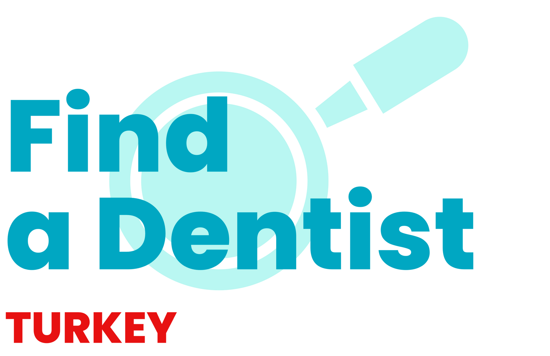 a logo for find a dentist turkey with a magnifying glass and a toothbrush .