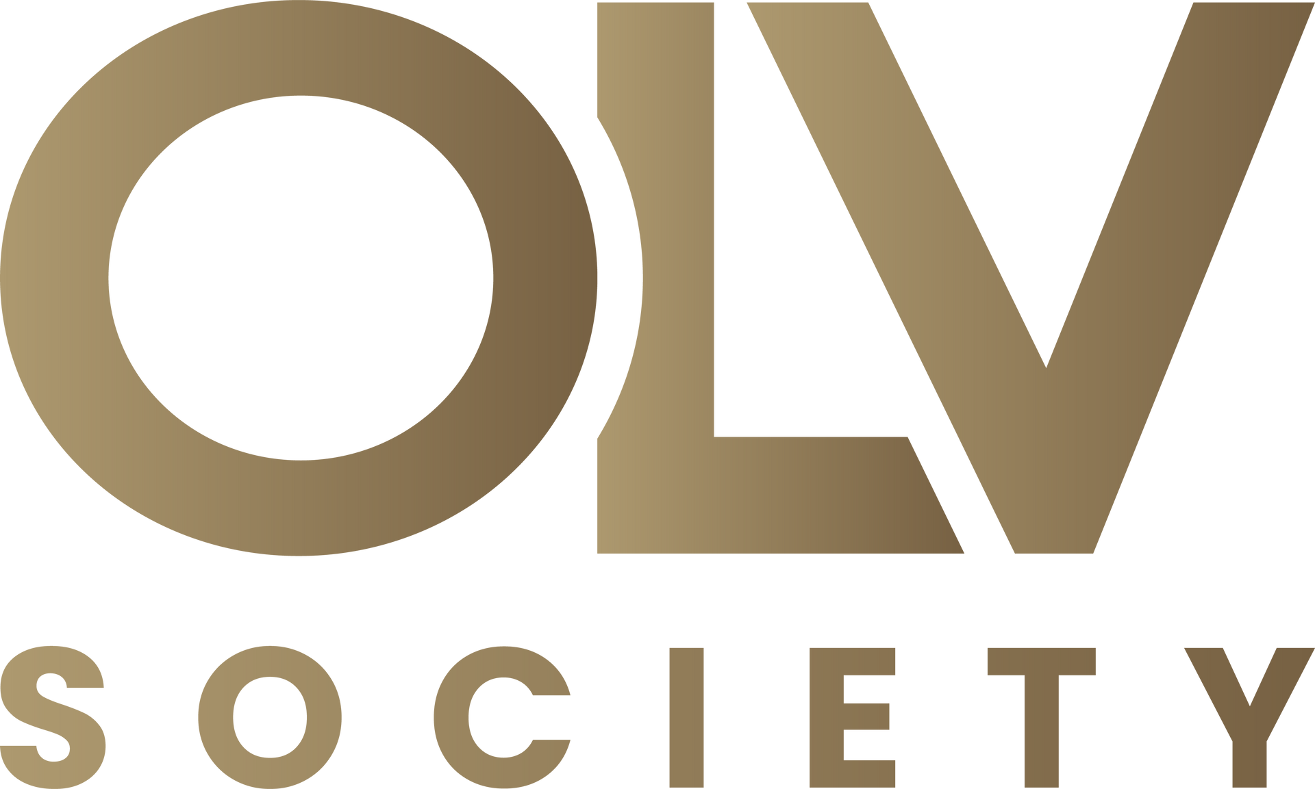 Gold &ldquo;OLV SOCIETY&rdquo; logo on a white background