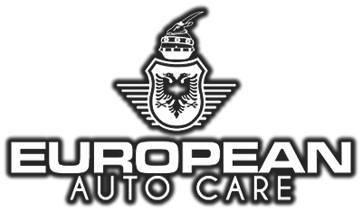 A black and white logo for european auto care