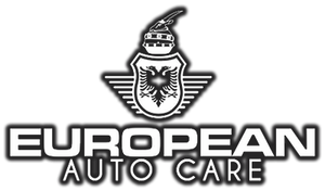 A black and white logo for european auto care