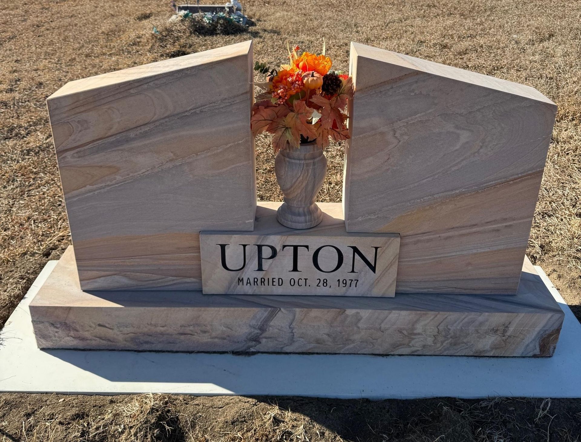 Sandstone headstone with 