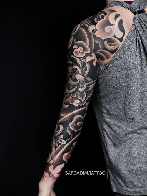 A person with a tattoo on their arm and shoulder