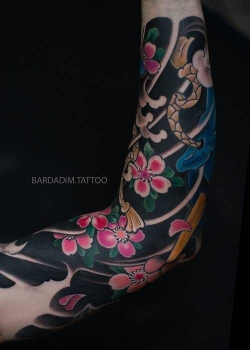 A close up of a tattoo on a person 's arm