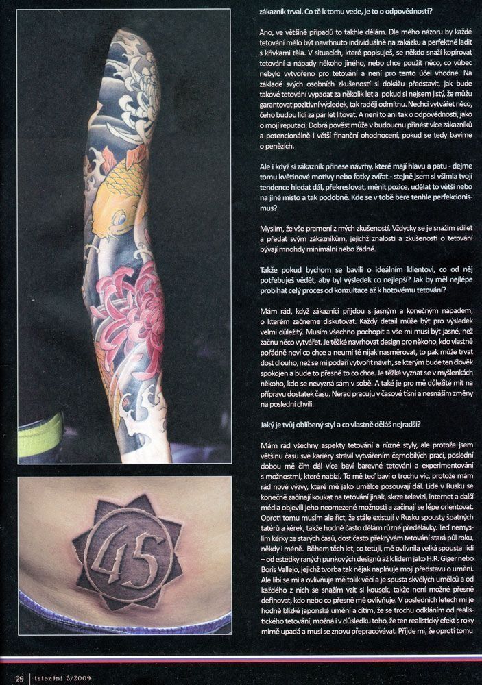 A magazine page with a tattoo on a person 's arm