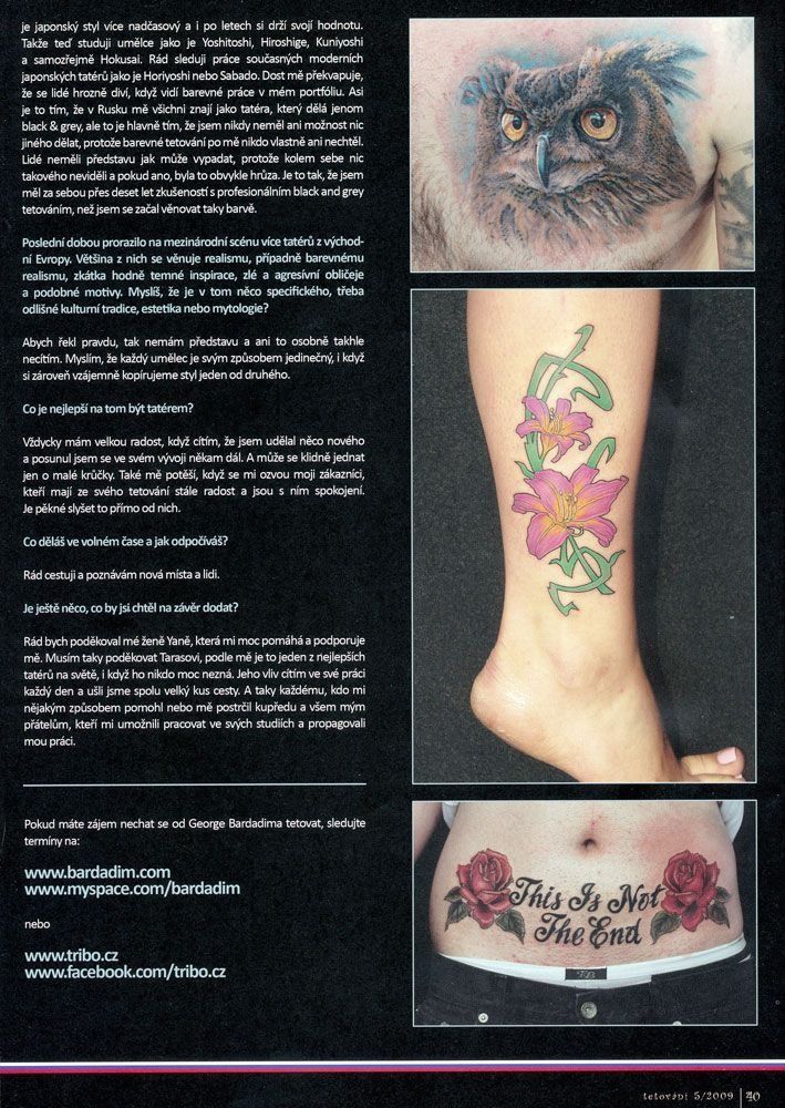 A woman has a tattoo of an owl on her chest