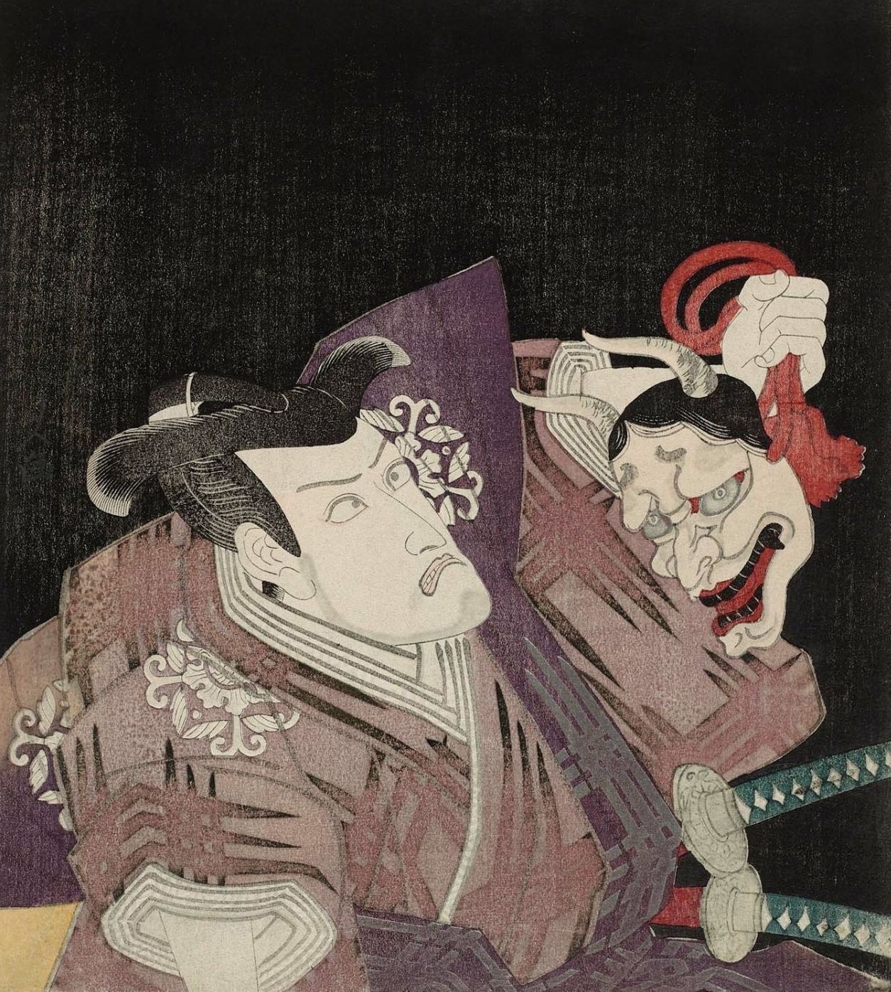 A painting of a man and a woman standing next to each other