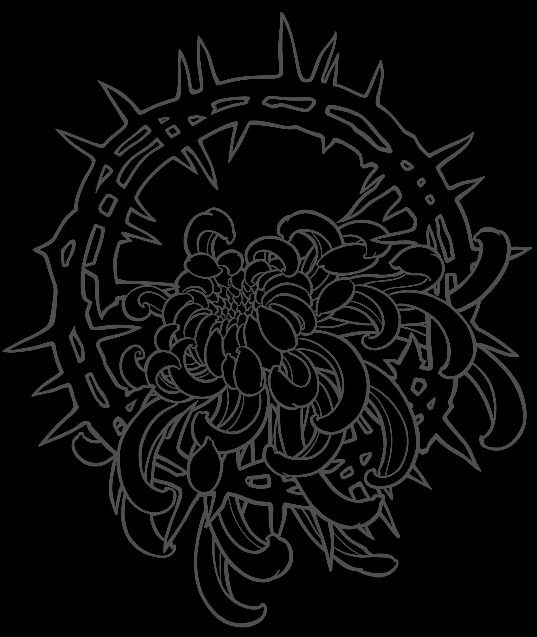 Black Kiku chrysanthemum tattoo flash book cover with traditional Japanese flower design