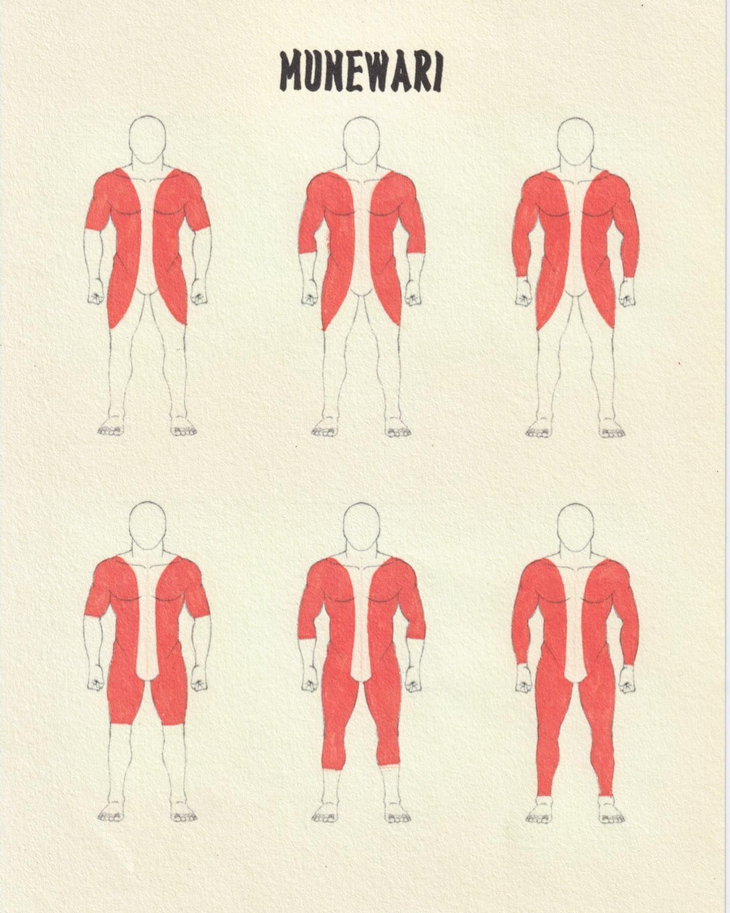 A drawing of a man with the word munewari on it