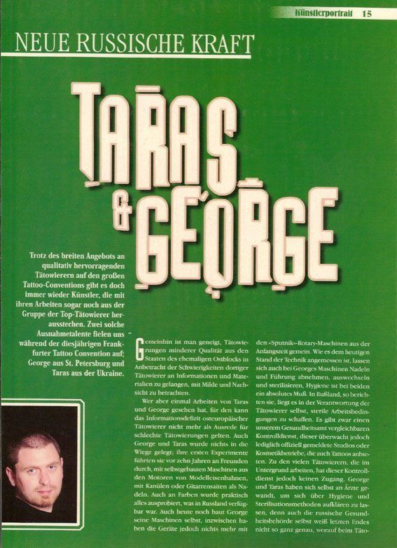 A page of a magazine titled taras & george