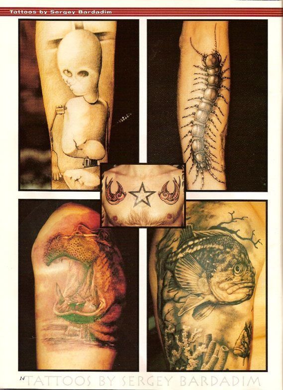 A collage of tattoos by sergey baradim
