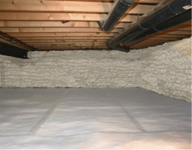 Crawlspace with Upper Floor Insulation — Rock County, WI — Beneficial Insulation