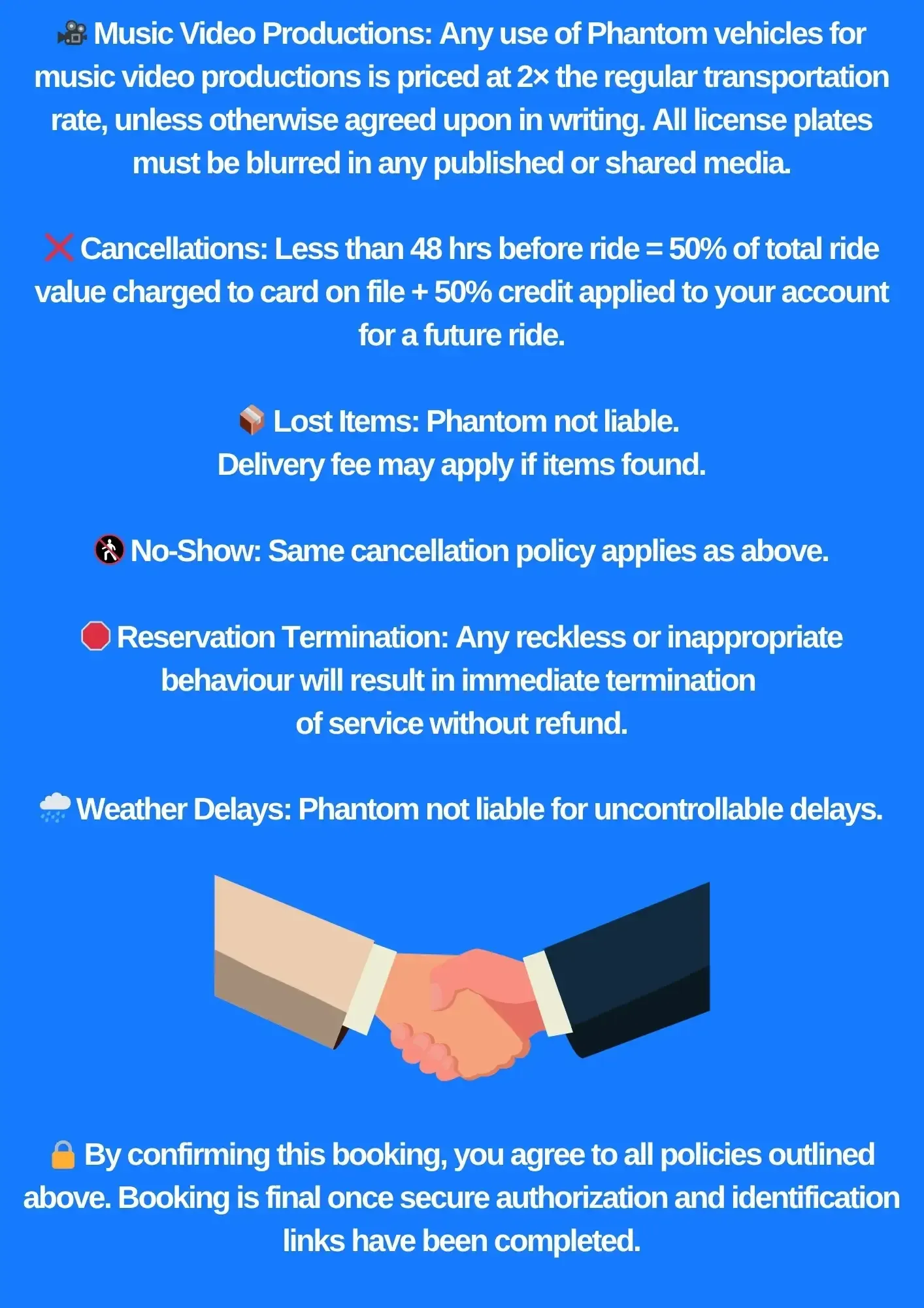 Phantom Limousine Terms & Conditions - Page 2