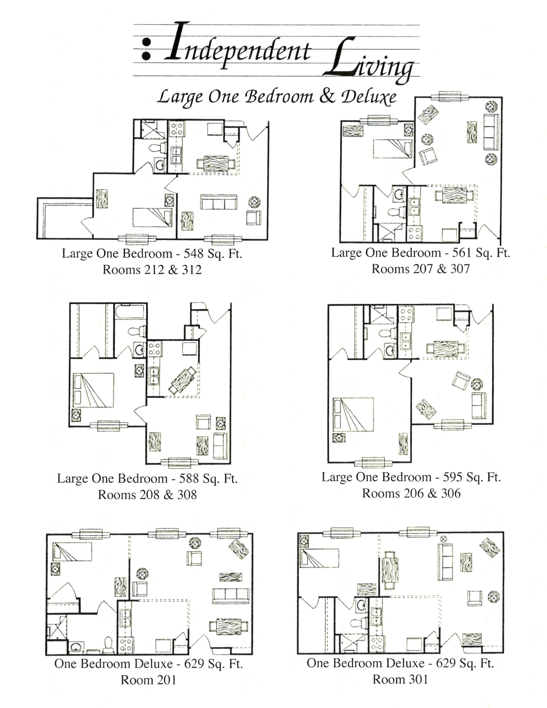A black and white floor plan of a large one bedroom apartment.