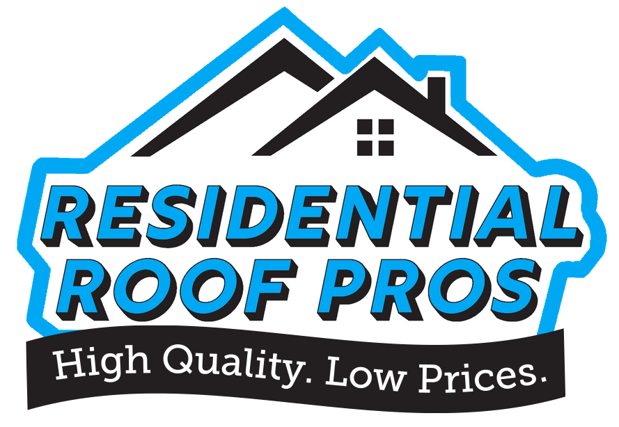 A logo for residential roof pros high quality low prices