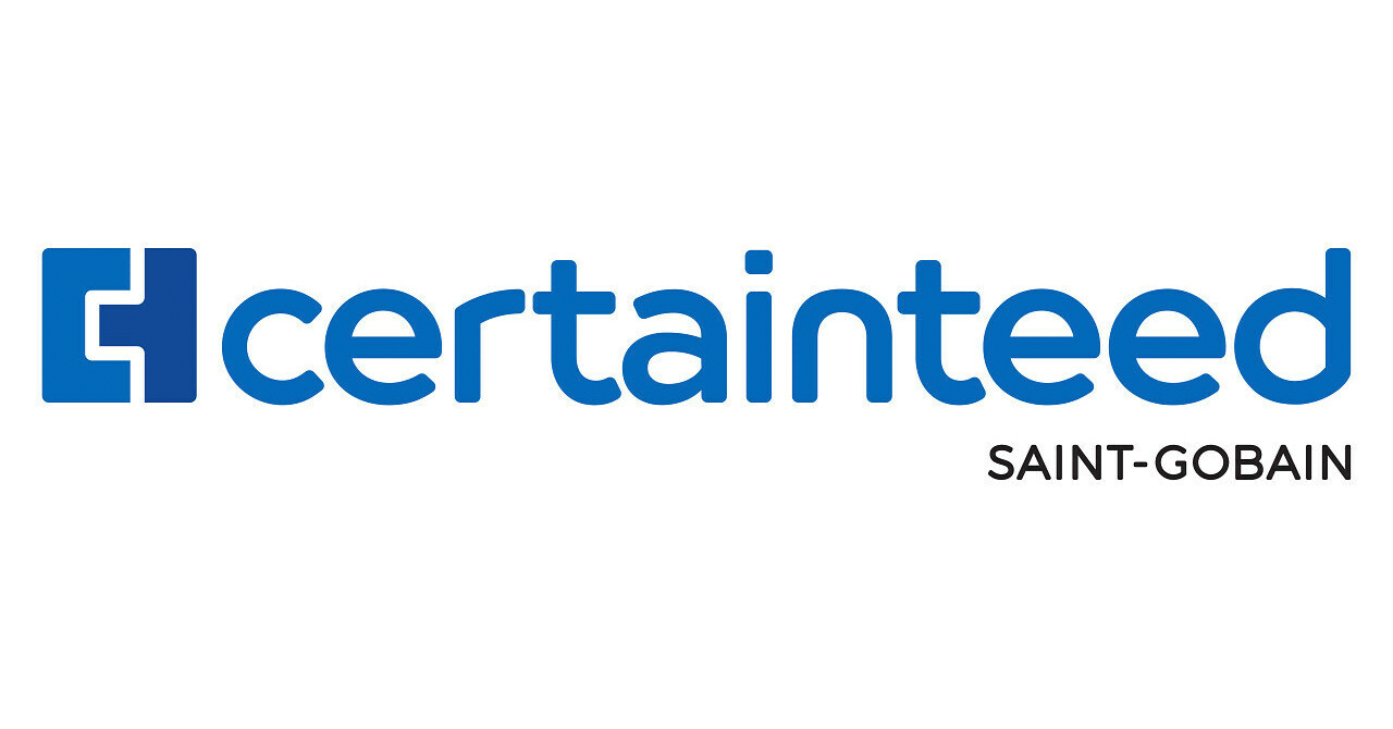 A blue and white logo for certainteed saint-gobain