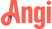 The word angi is written in red letters on a white background.