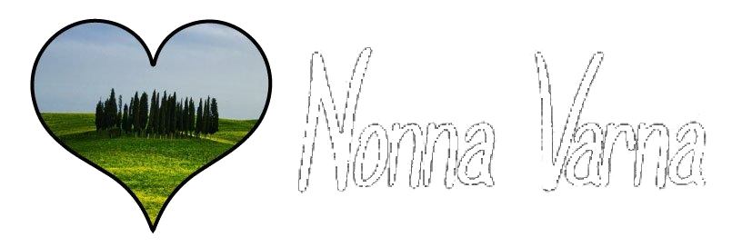 Forma di cuore con un paesaggio, accanto alla scritta