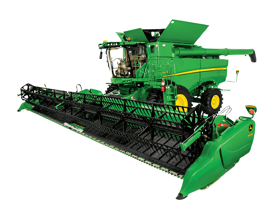 A green john deere combine harvester on a white background. Great Bend Kansas Tall Crop 620-617-1662