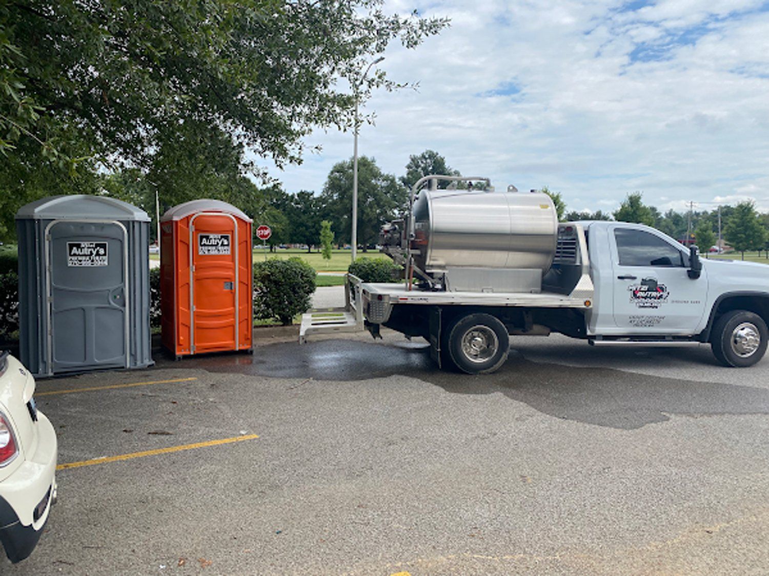 Gray And Orange Portable Toilet — Owensboro, KY — Mitzi Autry's Portable Toilets