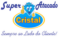 Logotipo do "Super Atacado Cristal", com o slogan "Sempre ao Lado".