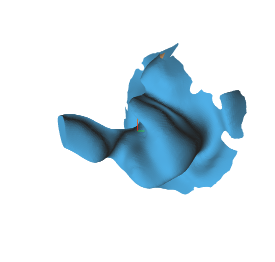 A computer generated image of a blue object on a white background