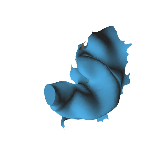 A blue object with a green circle in the middle