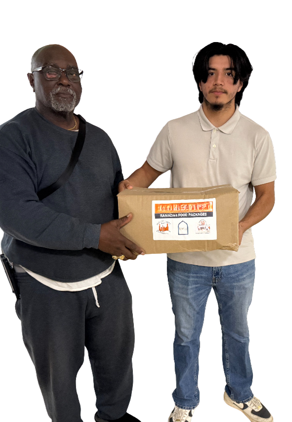 A man is holding a box that says ambulance