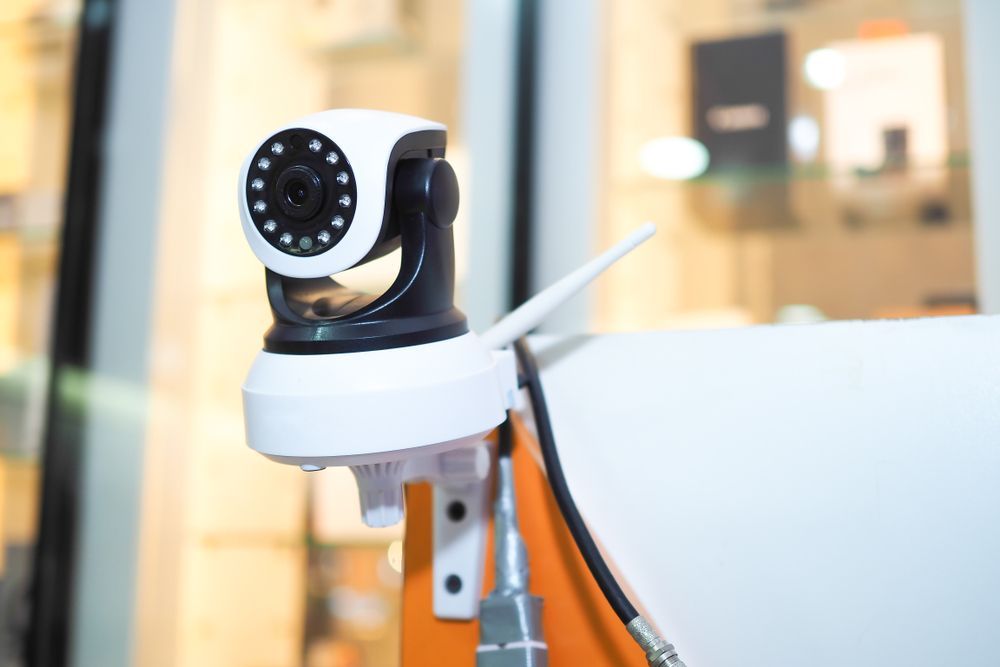 A Security Camera is Sitting on Top of a Table — Cambush Security Solutions NT in Katherine, NT