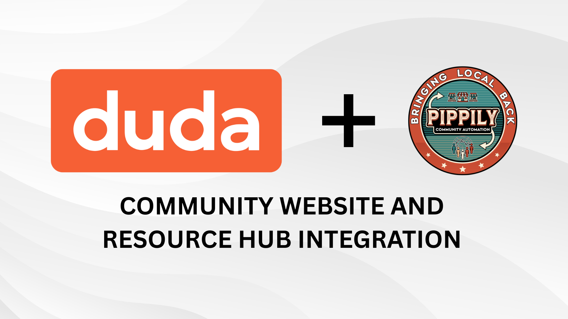 Duda logo and The Pippily logo combined; integration for community website and resource hub.